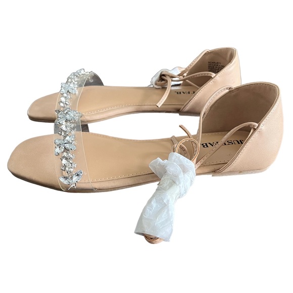 JUSTFAB New Scarlett Flat Sandal With Embellished Strap Wraparound Ankles Ties - Picture 4 of 10